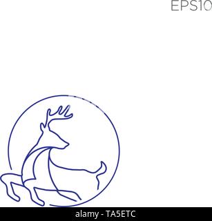 Moose Deer line art logo vector icon illustration design Stock Vector ...