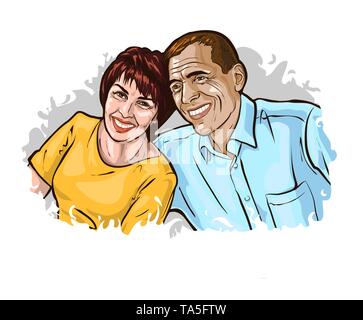 Vector illustration depicting a happy mature couple. Stock Vector