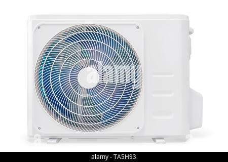 White air conditioning compressor unit. Isolated on white, clipping path included Stock Photo