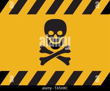 vector poison danger sign with skull and crossed  bones. toxic warning symbol. safety danger icon Stock Vector