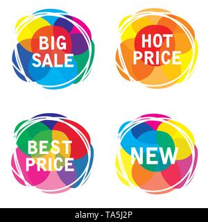 vector price tags. sale offer labels isolated on white background. text tags: big sale, hot price, best price and new. eps10 illustration Stock Vector