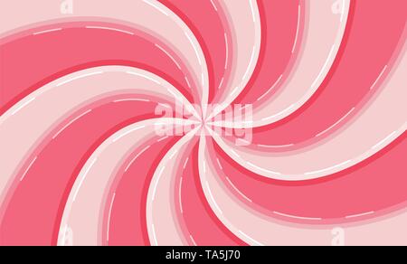 vector swirl candy background. sweet lollipop or cream spiral illustration. abstract pattern with pink stripes. sugar or strawberry candy background Stock Vector