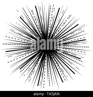 vector abstract radial line burst. black explosion isolated on white background. radial sun burst or comic burst graphic design Stock Vector