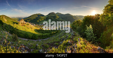 Spring mountain rural coutryside landcape with village Stock Photo
