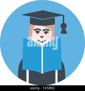 Education learning icon- open book with student or professor sign symbol. Stock Vector