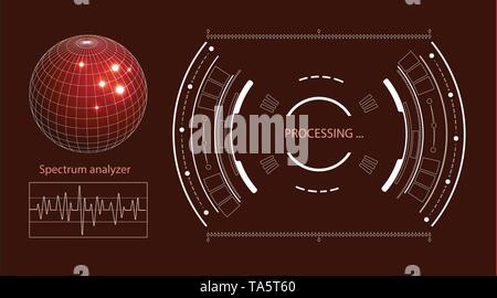 Futuristic user interface HUD tech elements for game creation or footage overlay. Sci-fi vector design Stock Vector