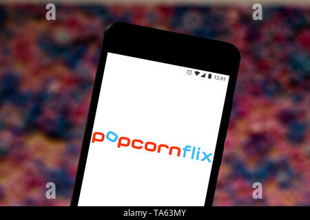 Brazil. 21st May, 2019. In this photo illustration the Popcornflix logo is seen displayed on a smartphone. Credit: Rafael Henrique/SOPA Images/ZUMA Wire/Alamy Live News Stock Photo
