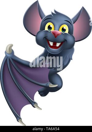 Halloween Vampire Bat Cartoon Character Sign Stock Vector