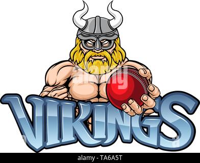 Viking Cricket Sports Mascot Stock Vector