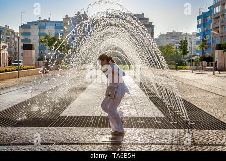 Fountain at Praça da Republica square. Portimao,  Faro distrist. Algarve, Portugal, Stock Photo