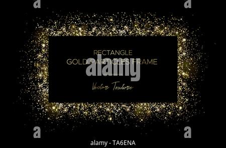 Golden rectangle. Frame of gold particles and text Stock Vector
