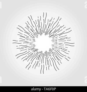 Sun burst, star burst sunshine. Radiating from the center of thin beams, lines. Vector illustration. Design element for logo, signs Dynamic style Abst Stock Vector