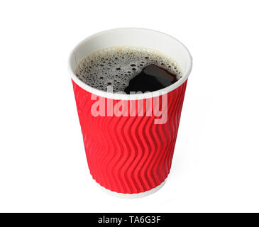 Red paper glass isolated on white background. Coffee time accessories Stock Photo