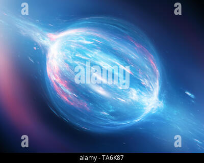 Blue glowing bipolar force in space, computer generated abstract background, 3D rendering Stock Photo