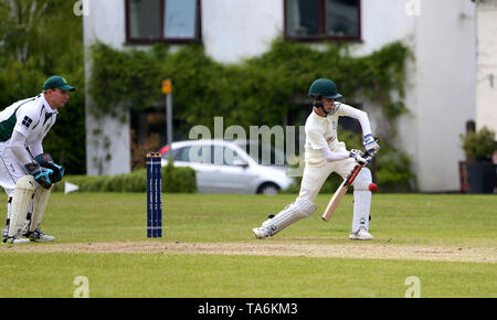 Cricket on a village green in Meopham,  Kent. UK. Stock Photo