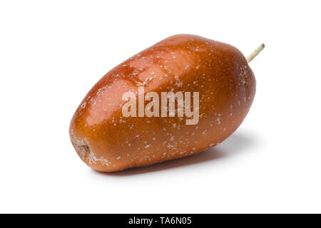 Single dried fresh organic fruit of the Oleaster, Silver berry or russian olive close up isolated on white background Stock Photo
