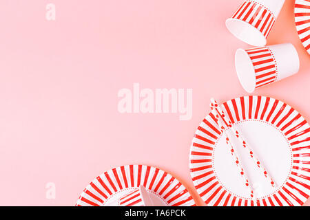 Eco-friendly disposable paper tableware. Party, picnic or bbq concept. Stock Photo