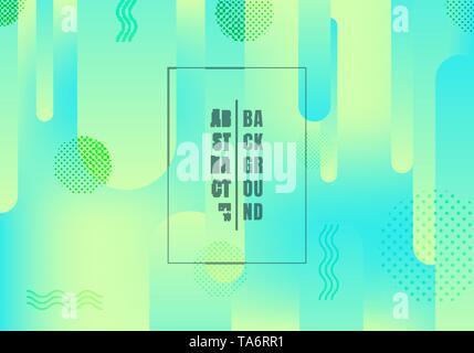 Abstract rounded shapes lines transition geometric vibrant color green and blue gradient colors on bright background. Dynamic shapes composition trend Stock Vector