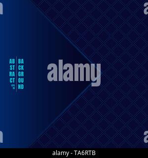 Template abstract classic geometric squares pattern on dark blue background luxury style with triangle label. Dashed lines repeating with square textu Stock Vector