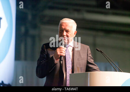 Václav Klaus  2nd President of the Czech Republic, speaking in support of the Brexit Party, during a political Rally at Olympia, London Stock Photo