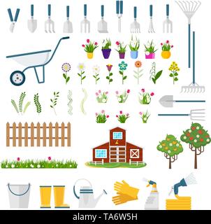Big set of garden tools Stock Vector