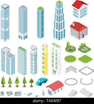Isometric intelligent buildings Stock Vector