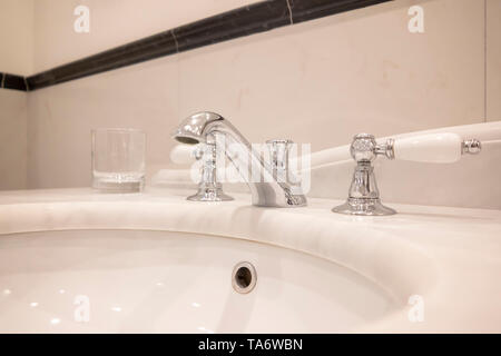 Retro Style Chrome Faucet in France. Stock Photo