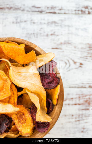 Bowl of Healthy Snack from Vegetable Chips, Crisps Stock Photo