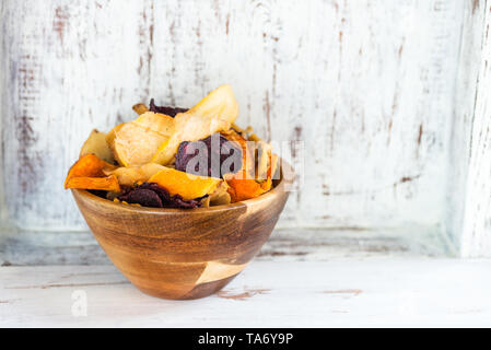 Bowl of Healthy Snack from Vegetable Chips, Crisps Stock Photo