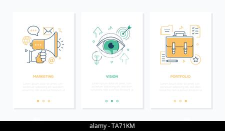 Business and management - set of line design style vertical web banners Stock Vector