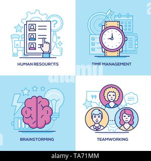 Business - set of line design style colorful illustrations Stock Vector