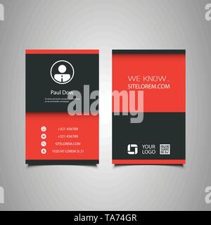 Abstract Colorful Modern Styled Vertical Business Card Template Creative Design, Back and Front Side - Illustration in Freely Editable Vector Format Stock Vector