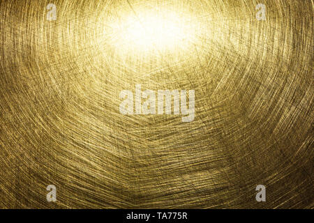 flat brushed brass texture with random pattern and light reflection Stock Photo