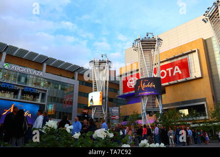 XBOX PLAZA, Microsoft Theater in front of the Staples Center, downtown of Los Angeles - California Stock Photo