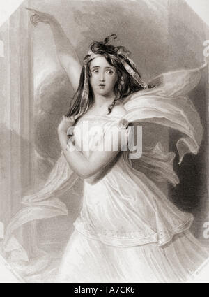 Cassandra.  Principal female character from Shakespeare's play Troilus and Cressida.  From Shakespeare Gallery, published c.1840. Stock Photo