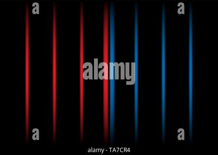 3d red and blue vertical fading neon light elements on black background. Futuristic abstract pattern. Texture for web-design, website, presentations Stock Vector