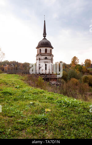 Bell tower in Cathedral of the Ascension of the Lord. Spaso-Sumorin Monastery. Totma. Vologda Region. Russia. Stock Photo