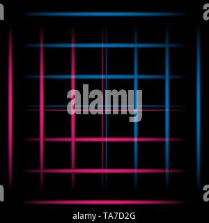 3d red and blue fading neon light elements, grid on black background. Futuristic abstract pattern. Texture for web-design, website, presentations Stock Vector