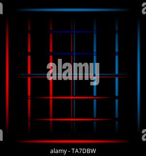 3d red and blue fading neon light elements, grid on black background. Futuristic abstract pattern. Texture for web-design, website, presentation Stock Vector