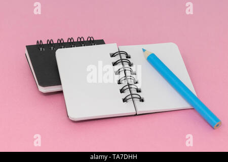 Office stationery supplies, blue and pink background. School or education  accessories, writing and drawing tools, pencils and rubbers, ruler and  paper Stock Photo - Alamy