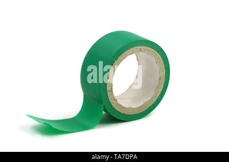 green insulating tape isolated on a white background Stock Photo