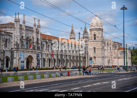 Lisbon, portugal. 18 May 2019. View of Jeronimos monastery in Belem Stock Photo