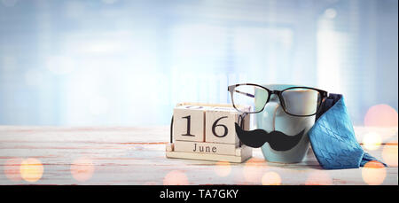 Fathers Day Concept - Mug Glasses And tie On Table Stock Photo