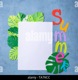 Background with colorful text Summer from paper Stock Photo