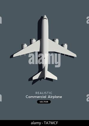 Realistic model of a large passenger commercial airplane. Vector illustration. Stock Vector