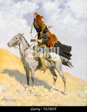 Frederic Remington, The Blanket Signal, painting, c. 1894 Stock Photo