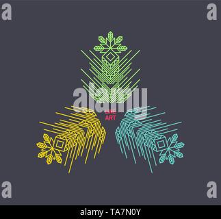Vintage decoration element. Line art design for invitations, posters, badges. Linear element. Geometric style. Elegant luxury design template. Vector  Stock Vector