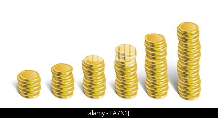 Coins stack vector illustration. Golden coins money. Money savings for future. Stock Vector