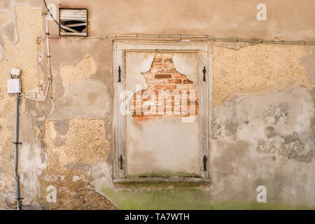 Window bricked up with bricks, Germany Stock Photo