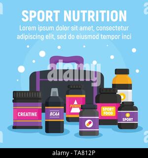 Woman sport nutrition concept background. Flat illustration of woman sport nutrition vector concept background for web design Stock Vector